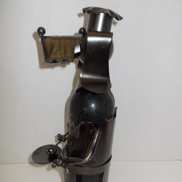 NWT Metal Master Chef Dog Wine Bottle Holder Bar Caddy - Picture 4 of 6